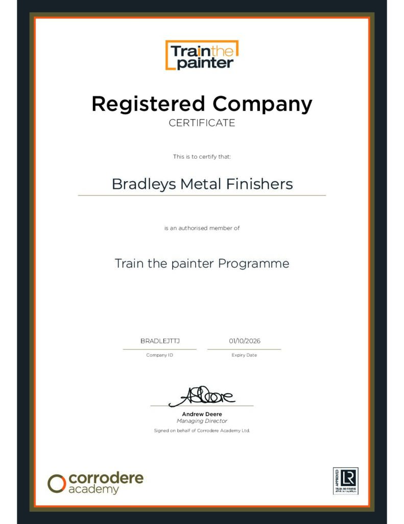 Bradley Metal Finishers - Registered Certificate